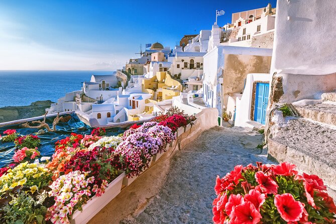 5 Hour Skip Tram Lines Cruise-Friendly Tour & Wine Experience - Firostefani gives you the first caldera look