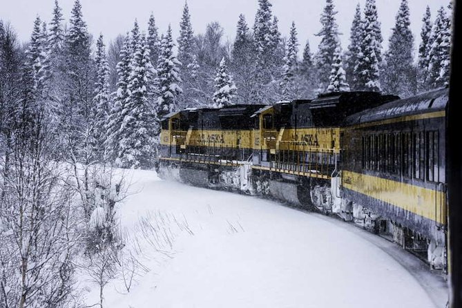 Alaska Railroad Aurora Winter Fairbanks to Anchorage One Way - Hurricane country and the 296-foot bridge
