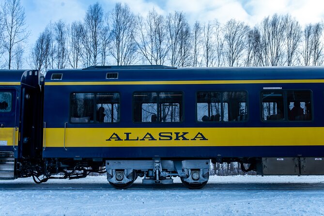 Alaska Railroad Aurora Winter Fairbanks to Anchorage One Way - Crossing the Knik River toward Anchorage