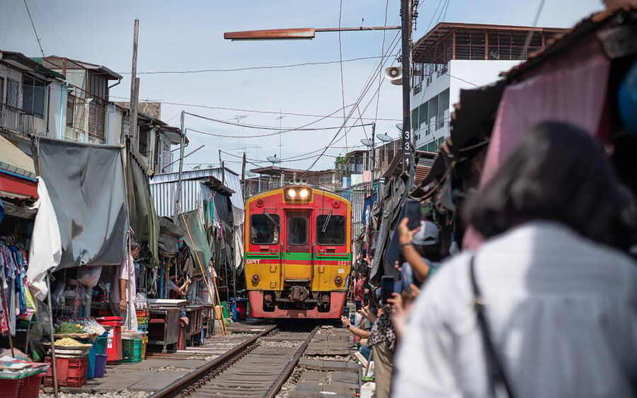 Bangkok: Maeklong Railway Market and Amphawa Floating Market - The train market where stalls move for the railway