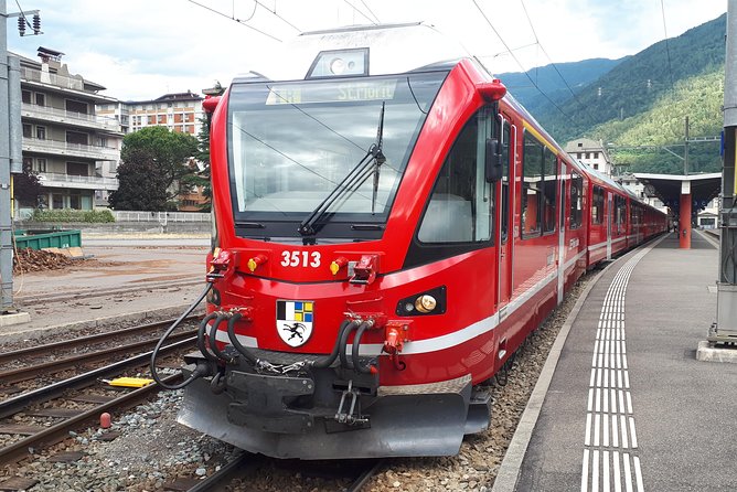 Bernina Red Train, Swiss Alps & St Moritz From Milan - Boarding the train at St. Moritz