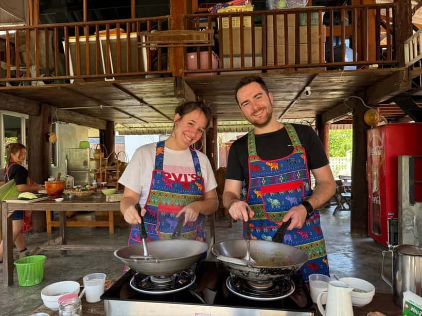 Chiang Mai : Cook in Farm, Market tour & Go by a Local Train - Picking herbs and vegetables from the organic garden