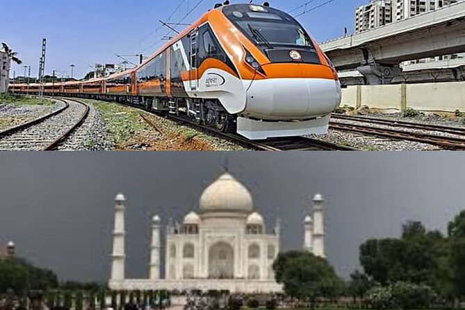 Delhi to Agra: Delhi to Taj Maha tour by Superfast Train Tour - Mehtab Bagh and the rear view of the Taj Mahal