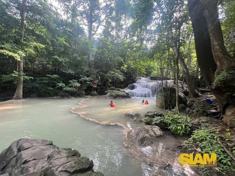 Erawan Waterfall, River Kwai & Railway Tour : From Bangkok - Lunch before the waterfall