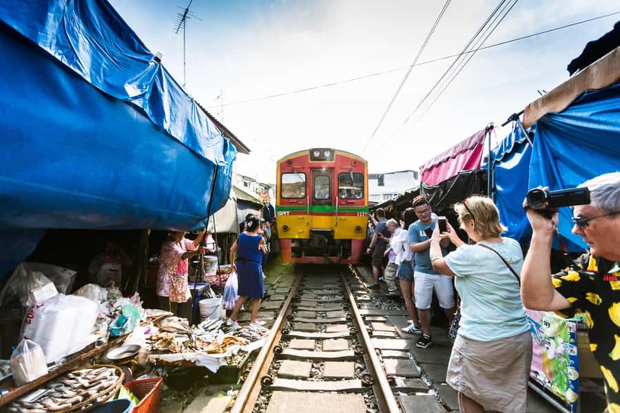 From BANGKOK: Railway Market and Amphawa Floating market - Watching the 11:00 AM train at Maeklong