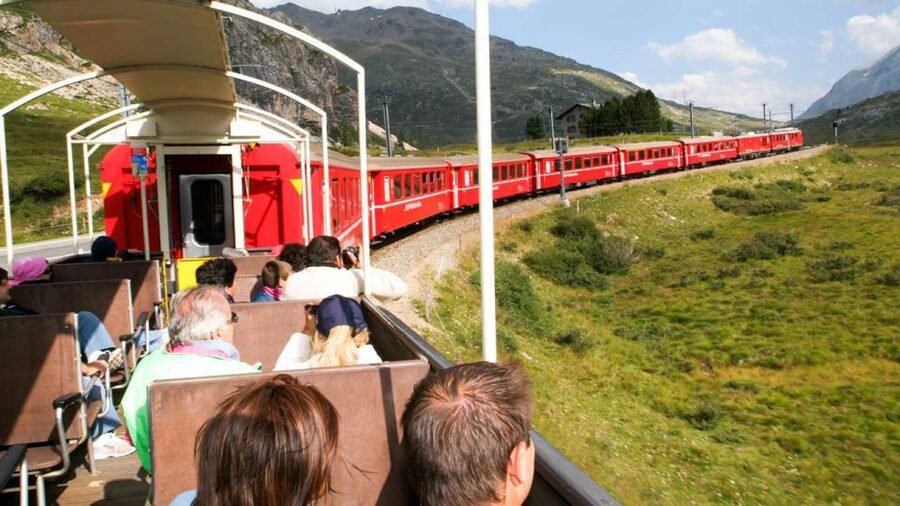 From Lake Como: Bernina Red Train Tour to St. Moritz - Lake Silvaplana and the windy side of the Alps