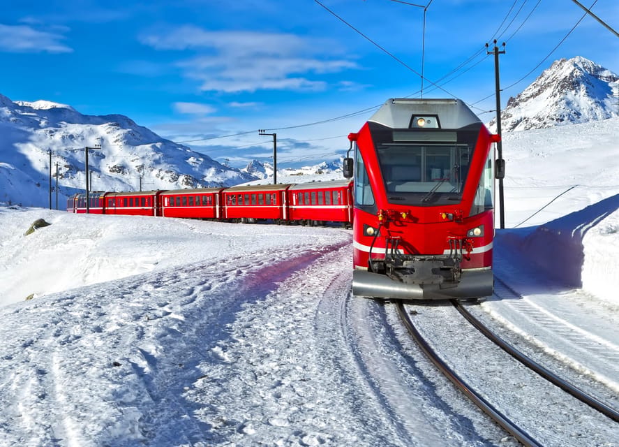 From Milan: Bernina Train, Swiss Alps & St. Moritz Day Trip - Boarding the Bernina Red Train