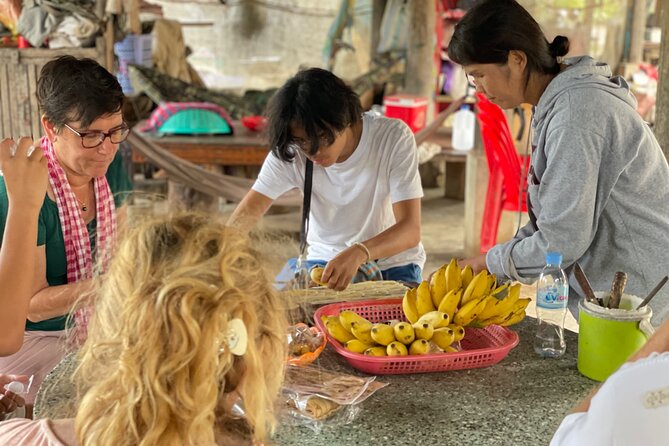 Full day tour by bicycle & tuk tuk,bamboo train,bat cave,villages - The original bamboo train and its extra cost