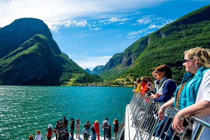 Guided tour to Viking Village, Nærøyfjorden Cruise & Flåm Railway - Changing trains at Myrdal