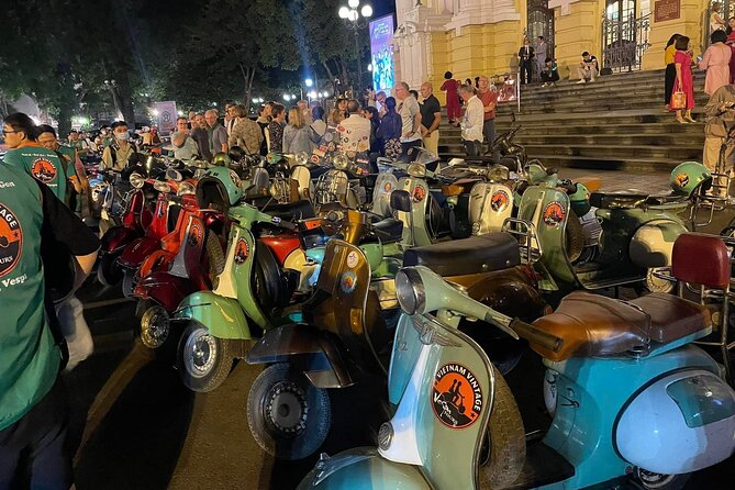 Hanoi Vespa After Dark Street Food Tour -Hidden Gem-Train Street - Long Bien Bridge after sunset