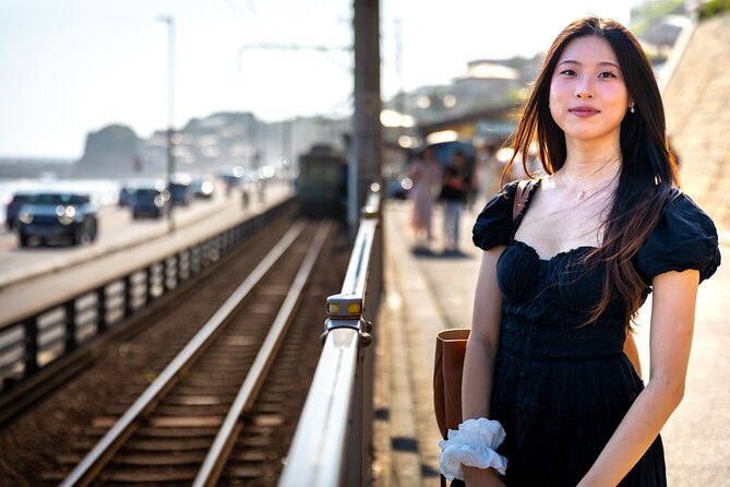 Kamakura Tour with Pro Photographer: Anime Train & Fuji Sunset - Shichirigahama Beach brings in the sea and Enoshima