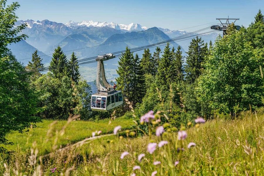 Lucerne: Mt Rigi Day Trip with Cruise, Cable Car, & Train - The cable car from Weggis to Rigi Kaltbad