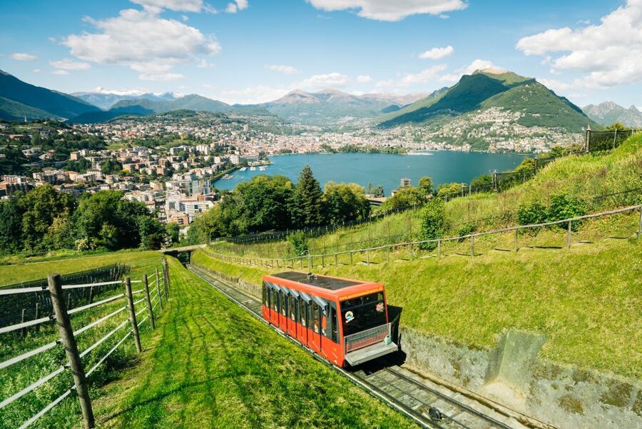 Lugano: 3-Hour Monte San Salvatore Tour with Funicular Ride - Riding the funicular toward Monte San Salvatore