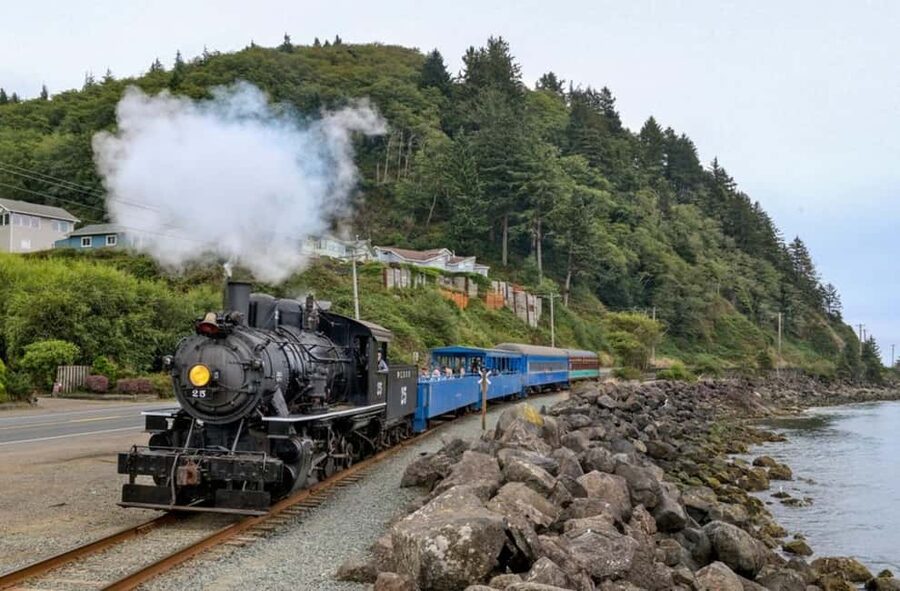 Oregon Coast: Scenic Railroad Excursion Along Coastline - Riding the old railroad beside Tillamook Bay