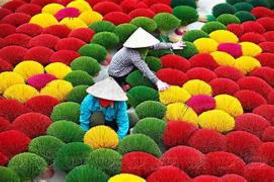 Quang Phu Cau Incense /Hat Village With Train Street 1/2 Day - The colorful drying yard and the best photo stop