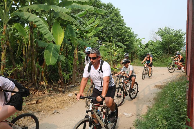 Red River island backroad, Rural Countyside Area and Train Street - Riding through the farms and floating village areas