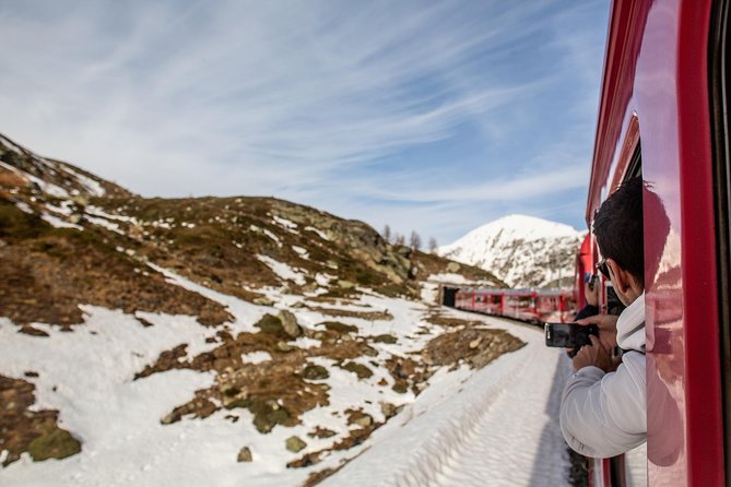 Swiss Alps Bernina Red Train and St.Moritz Tour from Milan - Arriving at Lake St. Moritz