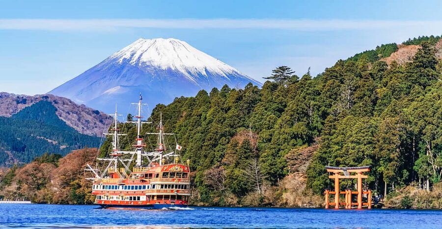 Tokyo Mt Fuji 5th St & Hakone Cruise Bus Tour w/Bullet Train - Hakone ropeway views above the volcanic area
