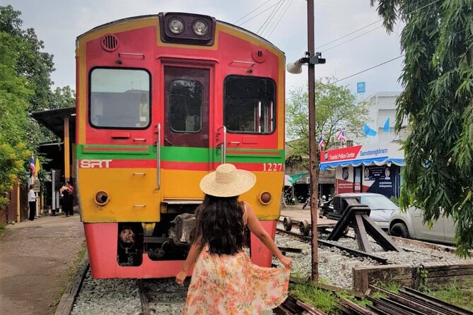 Train & Floating Market Food Adventure + Scenic train ride - Mae Klong Railway Market and the old train