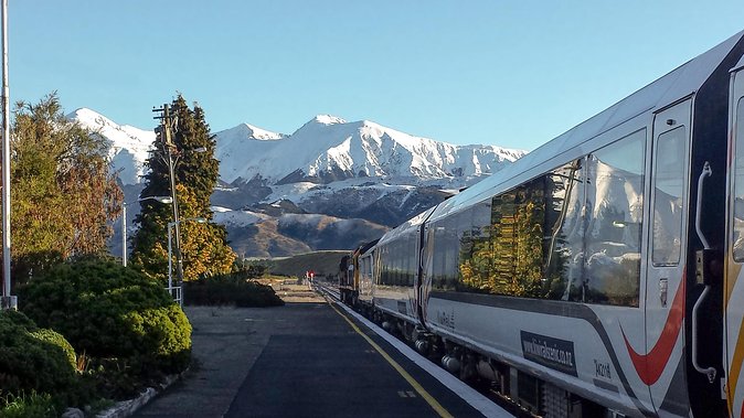 TranzAlpine Train Journey from Greymouth to Christchurch - From Greymouth at 2:15 pm to the Canterbury Plains