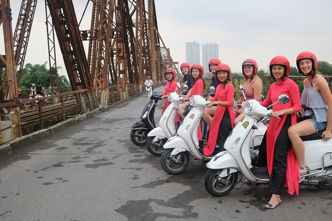 Vespa City Tour &Train Street Female With Ao Dai Riders 4,5 Hours - Hanoi from the back of a Vespa
