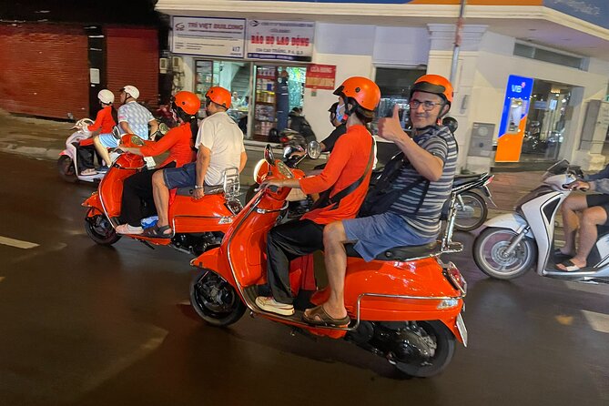 Vespa Female Ao Dai riders Night Street Food + See Train Street - Ngu Xa and the Trúc Bạch food stops